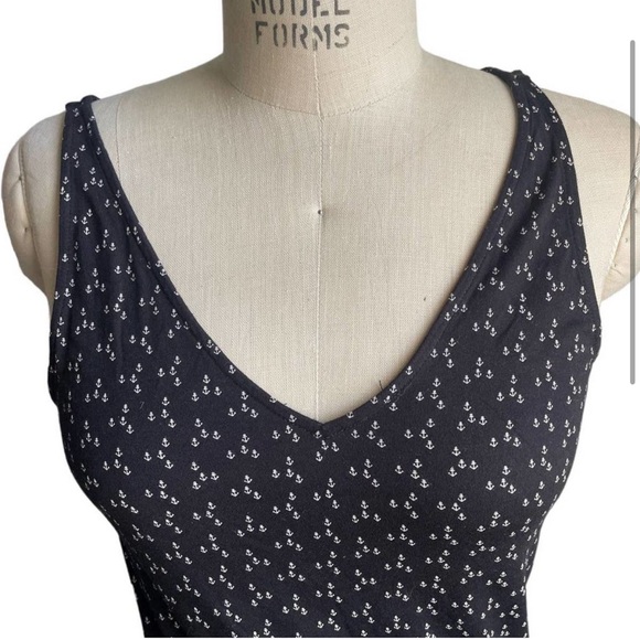 & Other Stories Black Fitted Stretch Shift Dress Anchor Print Nautical - size 6 - Picture 2 of 6